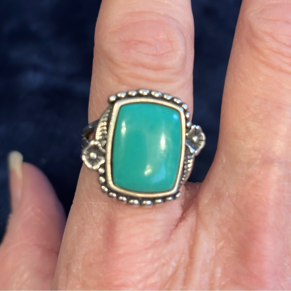 WJ Waldeck Johnson Native American Navajo Turquoise .925 Sterling Silver Size 8